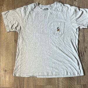 Disney Gray Short Sleeve Tee Classic Casual with Mickey pocket